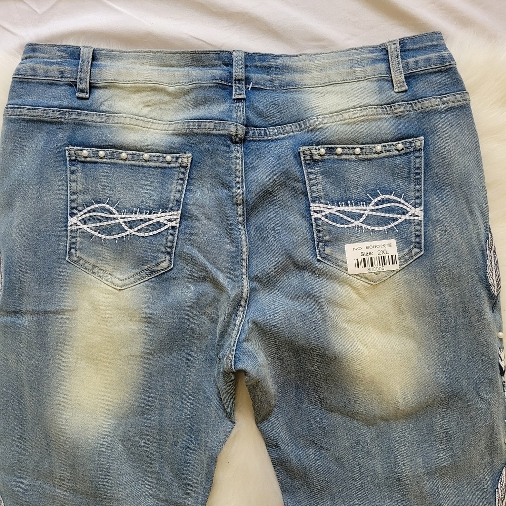 Elegant Light Blue Straight Jeans - Picture 6 of 13